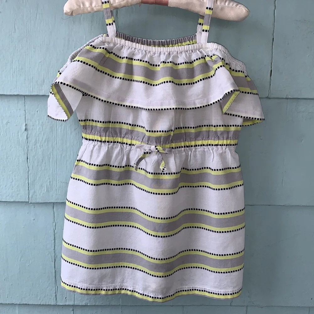 Janie and Jack Ruffle Sundress 2T White Gray Yellow Dress